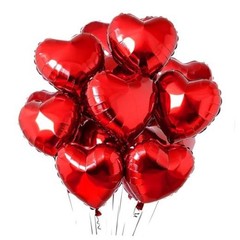 15Pcs Heart Balloons Helium 18 Inch Heart Shaped Foil Balloons for Red