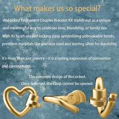 Permanent Couples Bracelet Kit – Locking Heart Clasp DIY Bracelet Gold + Black