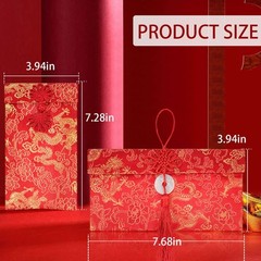 4 Pieces Silk Red Envelope Chinese Pocket Lucky Money Hong One Size,