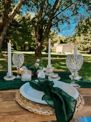 Cheesecloth Table Runner 13 Ft and 13Ft Table Runner + 12 Napkins Emerald Green