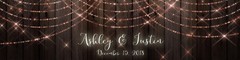Rose Gold String Lights on Rustic Wood Background Wedding Bridal Shower