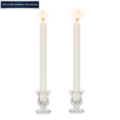 Inweder Glass Taper Candle Holders: Crystal Clear Candlestick 2Pcs,