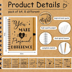 Bulk Employee Appreciation Gifts: 64 Sets Inspirational Notebooks & Pens