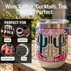 Biddlebee 12 Oz Stemless Wine Tumblers with Lids, 2-Pack – Insulated Stain