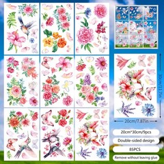 85PCS Spring Window Clings – Spring Flower Butterfly Stickers for Glass Windo…