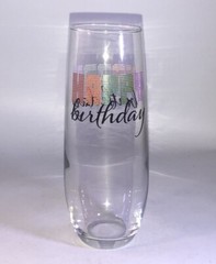 “Happy Birthday” Cristar Clear Flute Champagne/Wine Glass 9.6oz-NEW-SHIP N 24HR