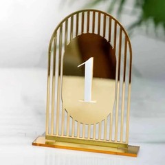 Wedding Arch Table Numbers Acrylic 3D Gold Mirror Table Signs Party Event Decor