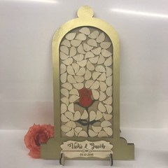 Beauty and the Beast Gold Wedding drop box alternative guest book Dome 72 petals
