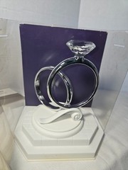 WILTON 2 Ring Cake Topper Silver-tone Engagement BLING/ Plain Band Rings on Ivor