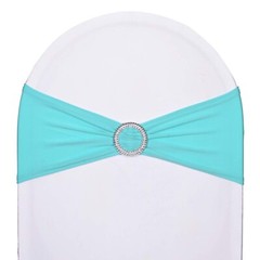 10pcs Turquoise Blue Spandex Stretch Chair Sash, Double Stitched Workmanship,…