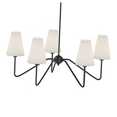 ;30″ Dia 5-Arm Classic Chandeliers Matt Black with White Black/White Shade