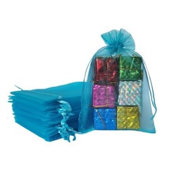 50 Pcs Gift Organza Bags with 4×6 inch 1 Count (Pack of 50) Aqua Blue