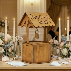 Wishing Well Wedding Card Box Reception Wooden Gift Roof Envelope Decor