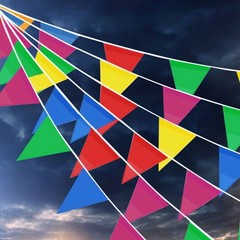 100M Multicolored Bunting Banner Multicolor Outdoor Decoration Triangle Flags US