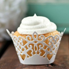 72 David Tutera Laser Cut White Pearlized Paper CUPCAKE WRAPPERS – Free Shipping