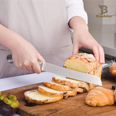 Bread Knife 8-Inch, High Stainless Steel, Ergonomic Handle, Cakes Slicing Knife