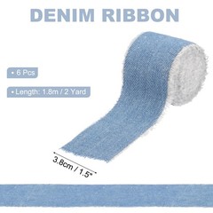 Uxcell Denim Ribbon, 6 Rolls 1.5»×2 Yards for Fringe, Light Blue