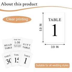 Black Wedding Table Numbers, 1-30, Centerpiece Decorations, 4inx6in, style 1