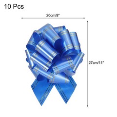 10pcs 8″ Large Pull Bow Metallic Sapphire Blue Gift Wrapping Bows with Gold Edge