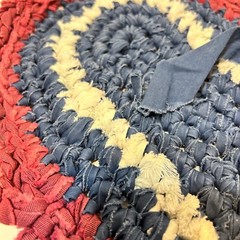 Vintage Handmade Hand Crafted Red White Blue Heart Table Centerpiece 17 x 14″