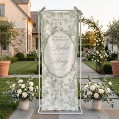 Personalized Wedding Welcom Sign, Linen Fabric Banner, Engagement Table Runner