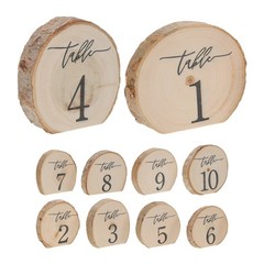 10Pcs Natural Wood Rustic Table Numbers Semi Circle Signs for Wedding Reception