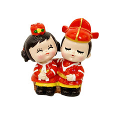 Chinese Couple Figurine Style Resin Bride And Groom Wedding Cake Topper Decors