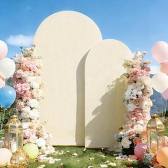 Arch Covers 7.2 and 6ft Wedding Arch Backdrop Cover Set of 2 7.2ft+6ft Beige