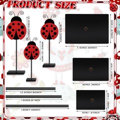 Menkxi 3 Pcs Ladybug Decor Set Table Spring Wooden Tabletop Brown