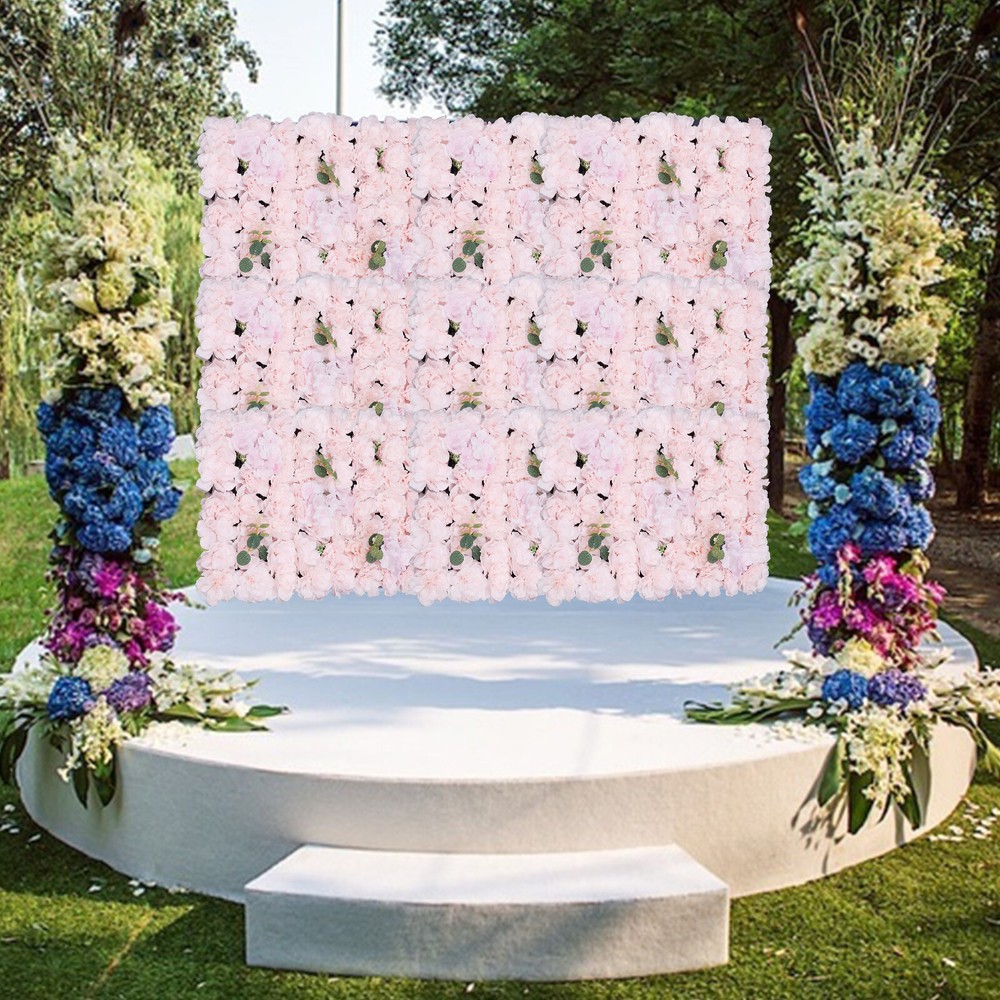 6-Pack 24 × 16 Inch 3D Pink Hydrangea Flower Wall Panels Backdrop for Wedding