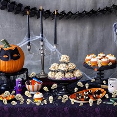 Vellibring 150 PCS Halloween Mini Skull Heads Decoration – 4 Size Bone Colors