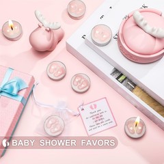 20 Sets Baby Shower Party Favors Pink Tea Lights Candles with Organza Bag