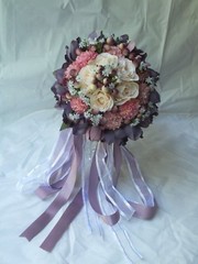 Wedding Bouquets 4pc package Bridal Bouquet SILK flowers Purple Orchid Hand Made