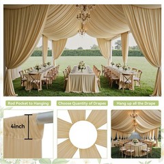 Party Village 4 Panels 5ftx30ft Champagne 60″W x 360″L (Pack of 4),