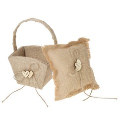 1 Set Rustic Ring Bearer Pillow Flower Basket For Wedding Premium