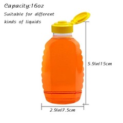 Qinsihwn 8 Pack 16oz Clear Plastic Honey 8 PCS Bottles