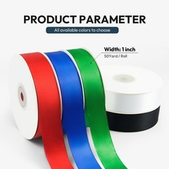 KMER LIFE 1 inch Wide x 50 Yards White Single Faced Polyester Satin Ribbon, W…