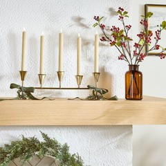6pk 10″ Ribbed Flameless Taper Candles Cream – Hearth & Hand with