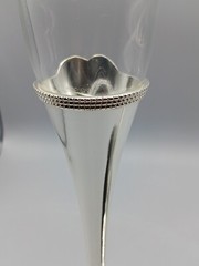 Vera Wang Wedgwood Infinity Toasting Champaigne Flutes Silver & Glass Set of 2