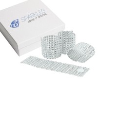 100 Rhinestone Bow Covers – 8 Row – silver wedding chair sash napkin rings