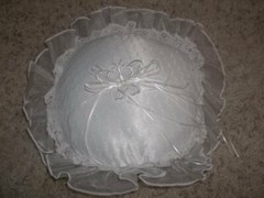 NIB 9 1/2″ White Satin Wedding Ring Pillow Lovely
