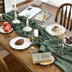 Artoid Mode Boho Cheesecloth Gauze Forest Green Wedding Table Runner, 120 Inc…
