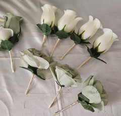 Wedding Bouquet Package, Ivory, Green, White, Roses, 14 Pieces