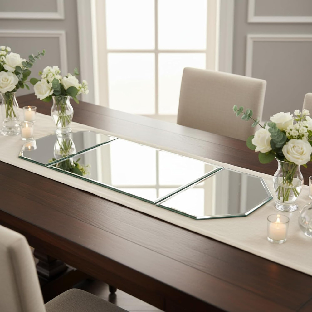 36″ X 12″ Irregular Glass Mirror Centerpieces for Tables, 5Mm Thick Beveled Mirr