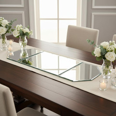 36″ X 12″ Irregular Glass Mirror Centerpieces for Tables, 5Mm Thick Beveled Mirr