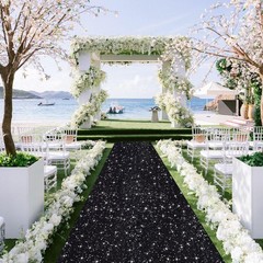 OMKSIH Black Aisle Runner for Wedding Ceremony 2FTx15FT Sequin Aisle Runner W…