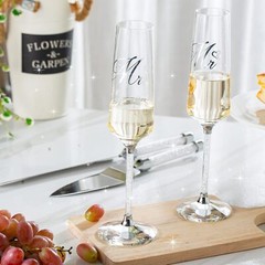 Wedding Cake Knife and Server Set, Mr and Champagne Flutes with Wedding Cake