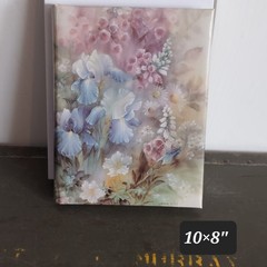 Lena Liu Floral Funeral Guest Book Memorial Register Blue Iris 10×8 6Ring Binder