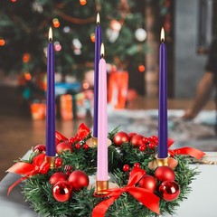 16pcs 10-inch Advent Taper Candles Unscented and 10 inches, pink purple