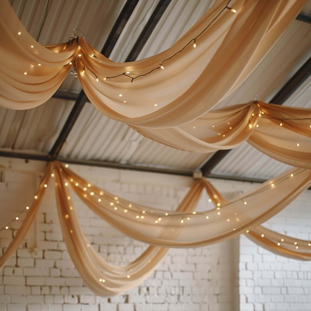 5ft x 32ft NATURAL Premium Chiffon Sheer Backdrop CURTAIN PANEL Drape Party